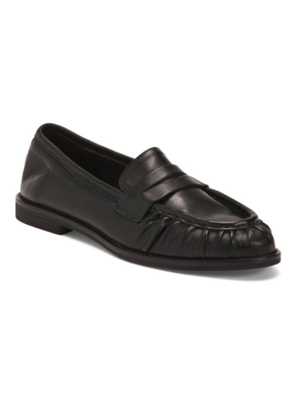 FABRIZIO CHINI Made In Italy Nappa Leather Stitched Toe Box Penny Loafers With L